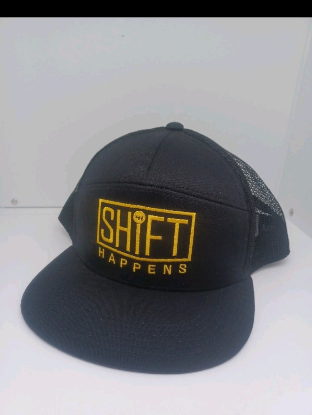 Hagerty Black Shift Happens Automotive Hat Cap Mens Snapback Mesh Panel Trucker